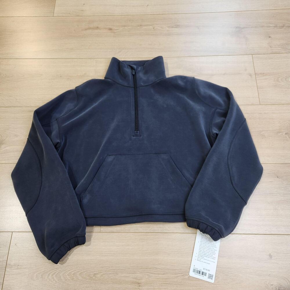 Lululemon Brushed Softstreme Half Zip Pullover Womens 8 Black Sweatshirt